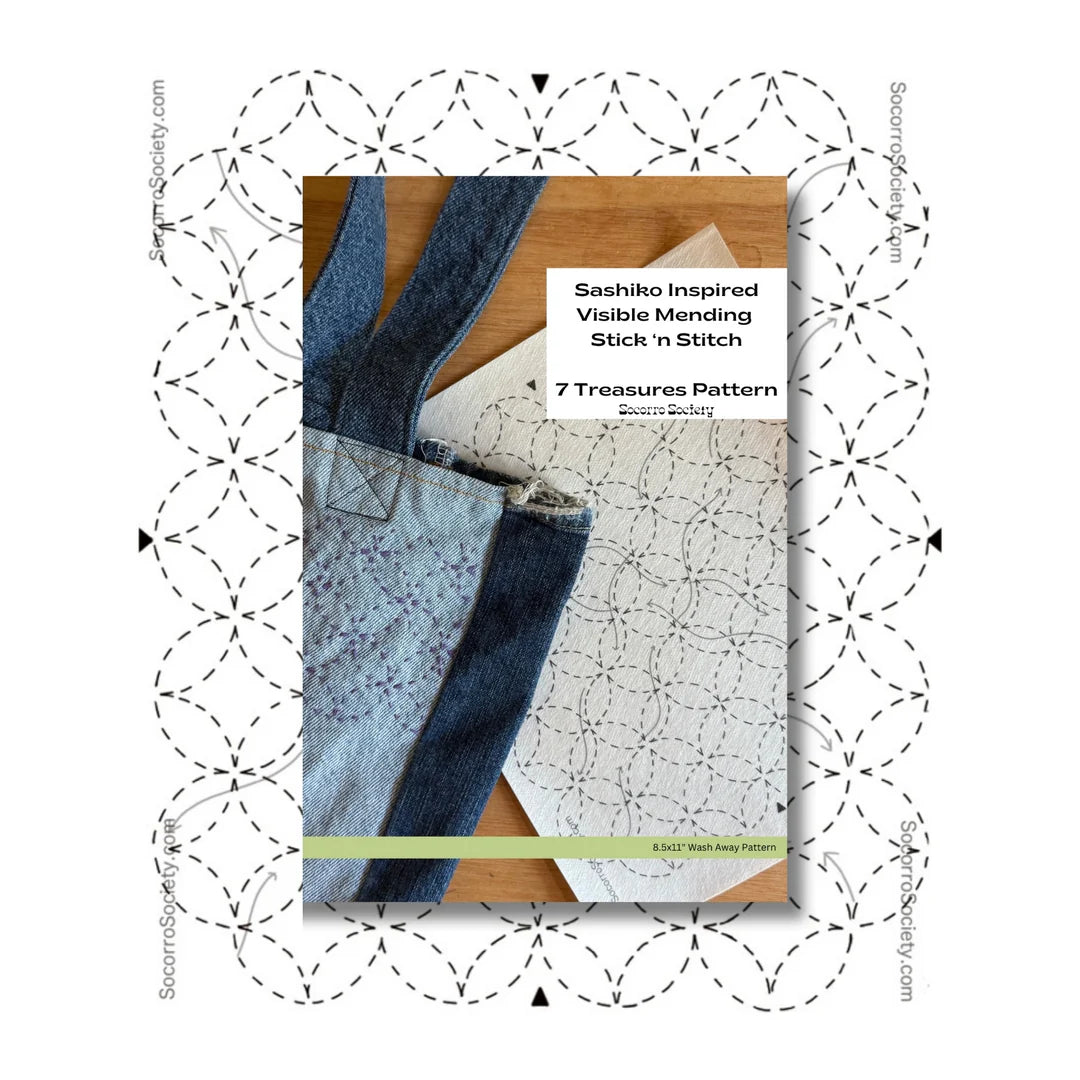 Sashiko Inspired Mending Seven Treasures Stick and Stitch Pattern