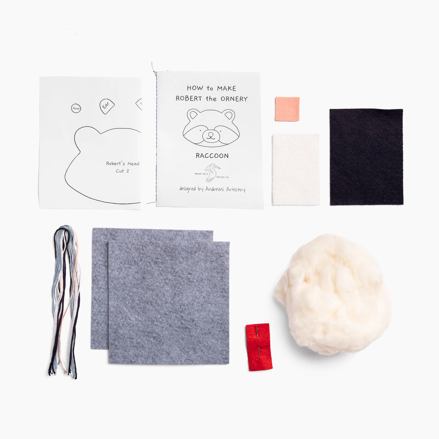 Heron Hill Stitch Co - Robert the Ornery Raccoon Craft Kit