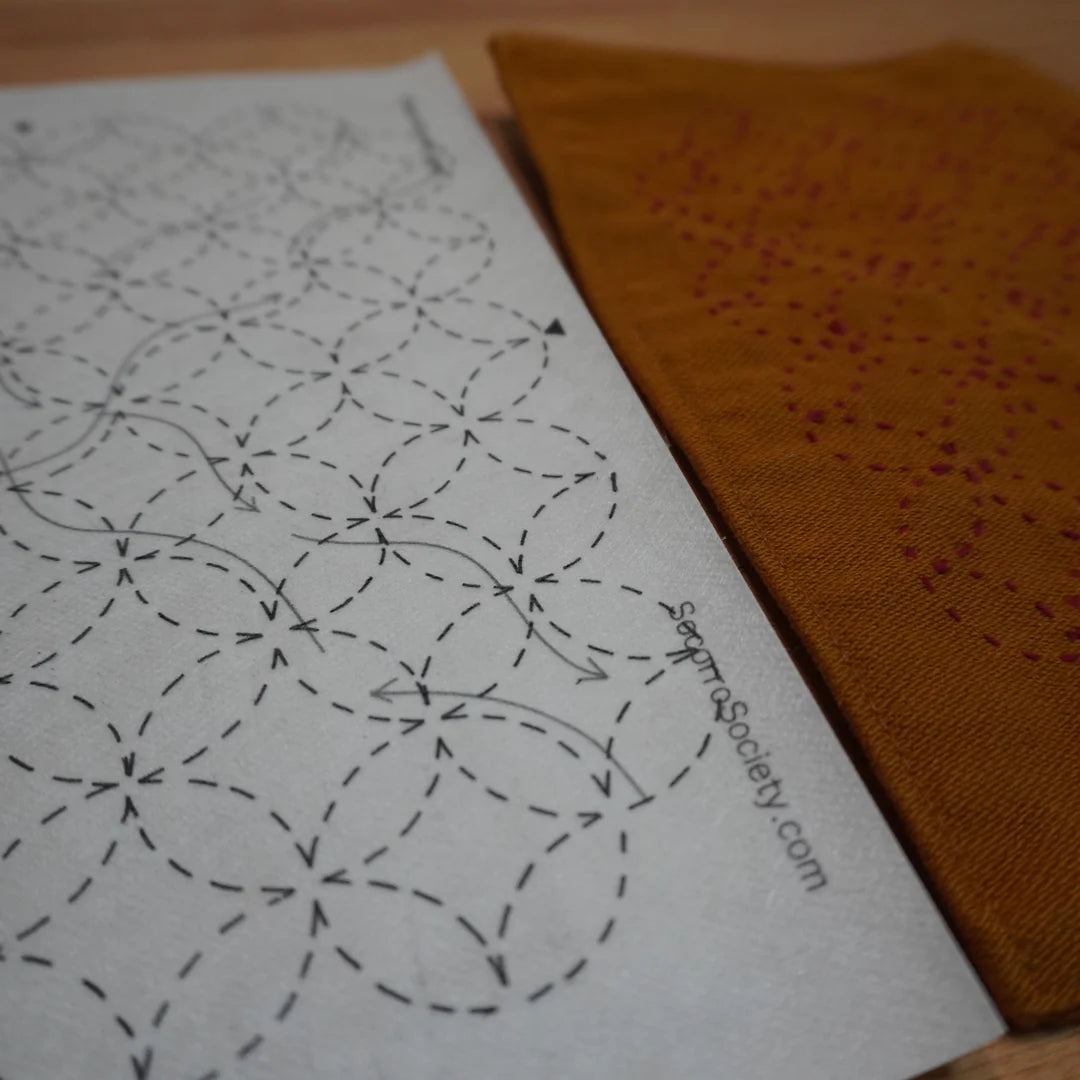 Sashiko Inspired Mending Seven Treasures Stick and Stitch Pattern