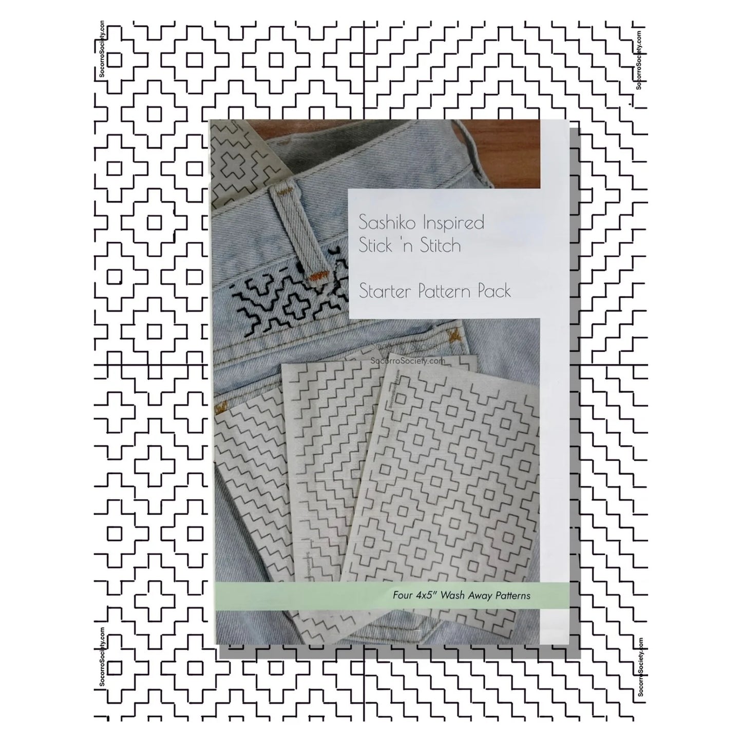 Sashiko Inspired Mending Stick and Stitch Patterns- Starter Pack