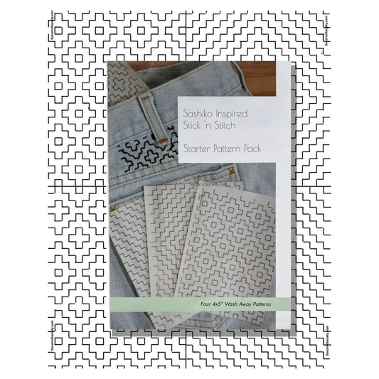 Sashiko Inspired Mending Stick and Stitch Patterns- Starter Pack