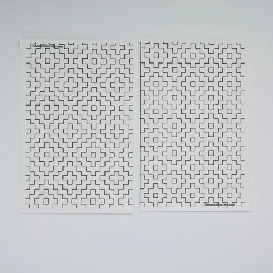 Sashiko Inspired Mending Stick and Stitch Hitomezashi Half Sheet