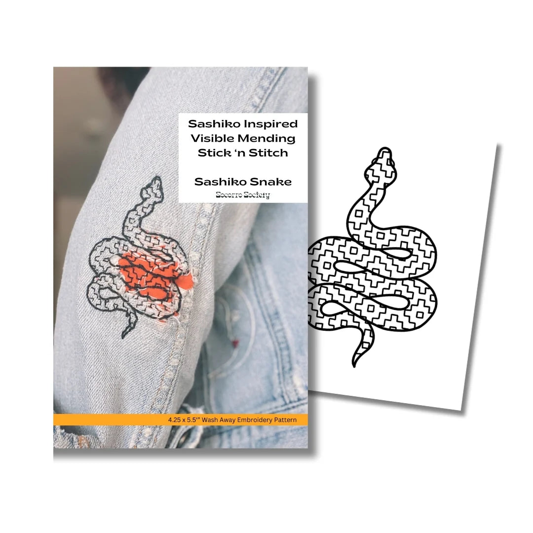 Sashiko Snake - Visible Mending Stick and Stitch Embroidery Pattern