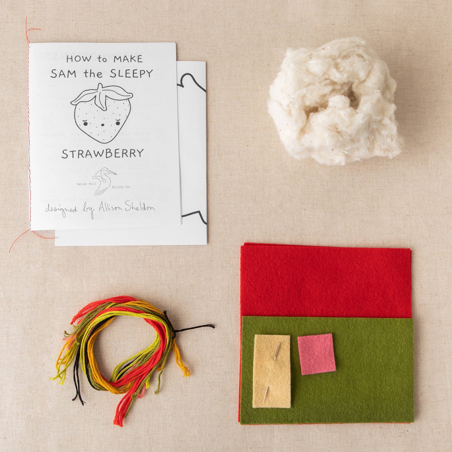 Heron Hill Stitch Co - Sam the Sleepy Strawberry Craft Kit