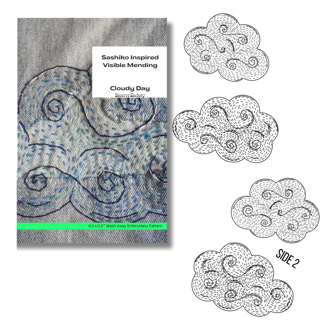 Cloudy Day- Visible Mending Stick and Stitch Embroidery Pattern